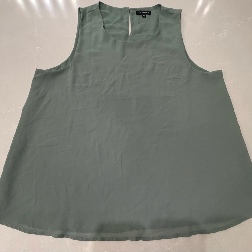 Pleione Sage Green Sleeveless Blouse, Large